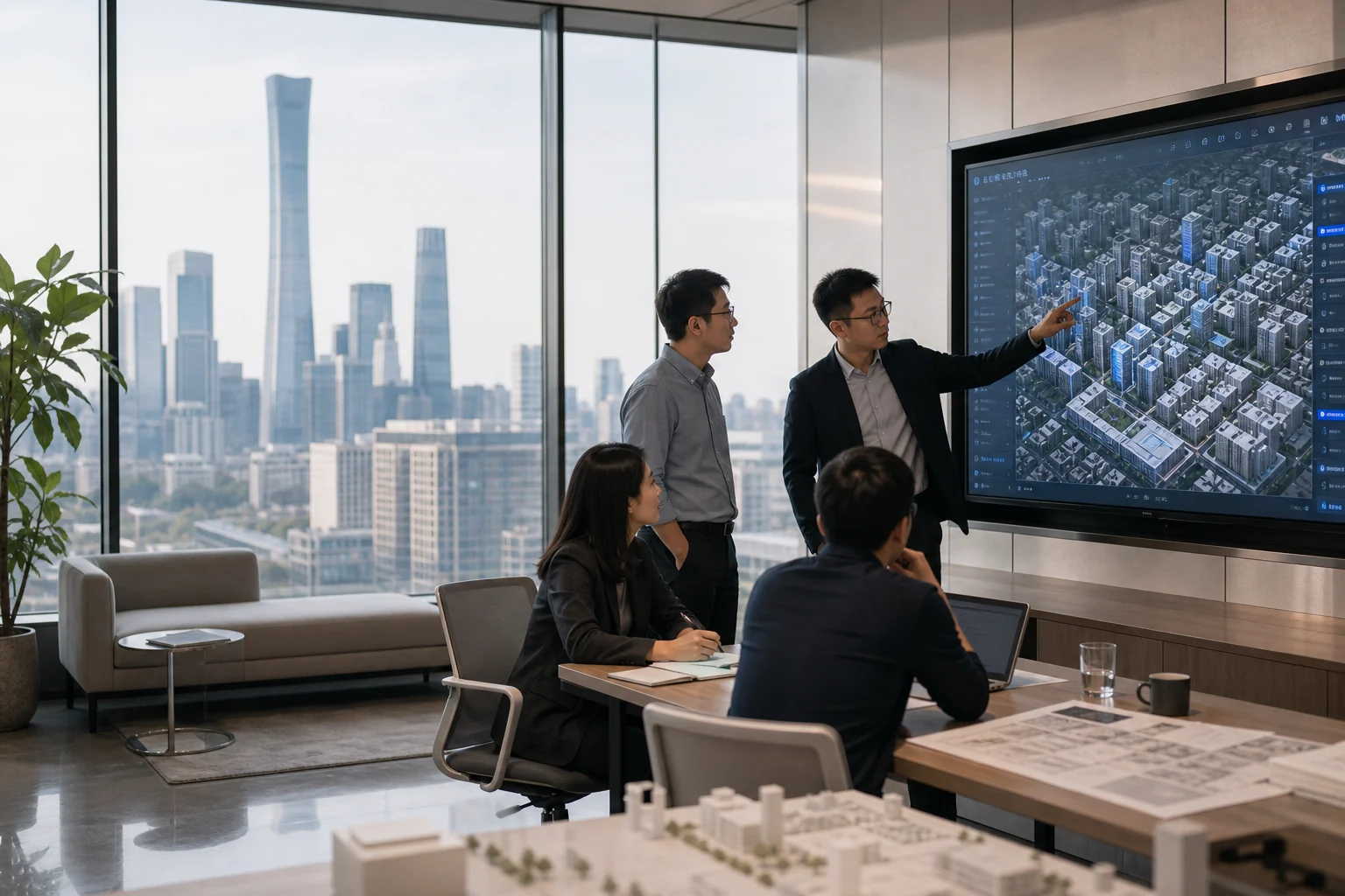 The Beijing headquarters team collaborates around the city asset digital platform