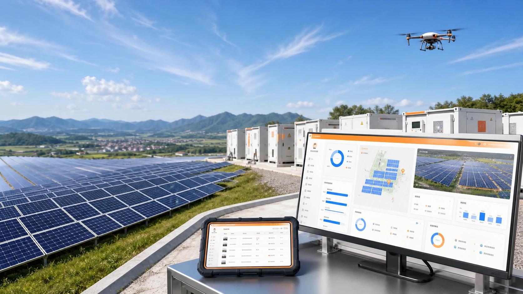 Solar plants, energy-storage systems, drone inspections and a light New Energy Operations interface